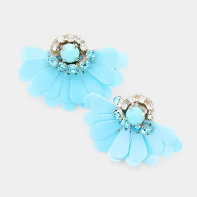 Fashnzfab Pave Crystal Sequin Bead Earrings In Blue