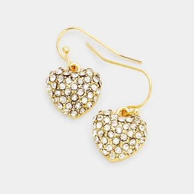 Fashnzfab Pave Crystal Stone Heart Dangle Earrings In Multi