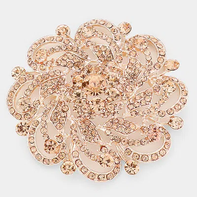 Fashnzfab Pave Flower Pin Brooch In Gold