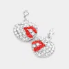 Fashnzfab Pave Heart Lips Earrings In Multi