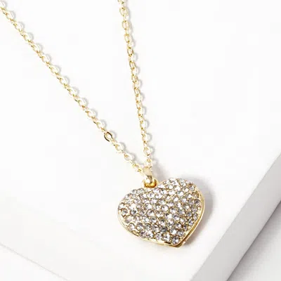 Fashnzfab Pave Heart Pendant Necklace In Gold