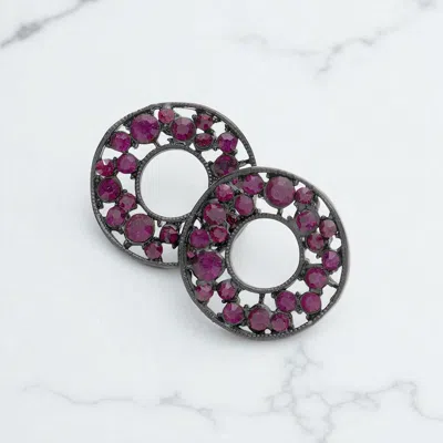 Fashnzfab Pave Rhinestone Wheel Earrings In Metallic