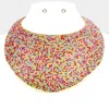 Fashnzfab Pave Rhinestone Wide Metal Armor Collar Necklace In Multi