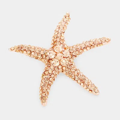 Fashnzfab Pave Starfish Pin Brooch In Gold