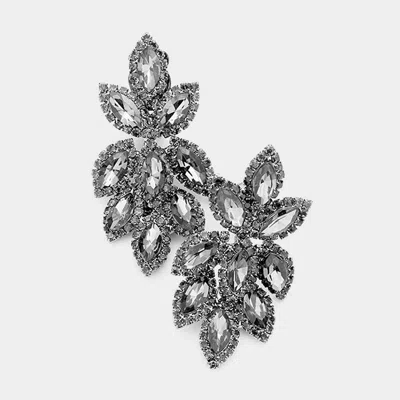 Fashnzfab Pave Trim Crystal Rhinestone Oval Clustered Clip On Earrings In Multi