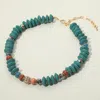 Fashnzfab Paved Stone Ball Centered Mixed Beaded Statement Necklace In Green
