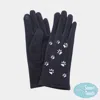 Fashnzfab Paw Embroidered Pattern Elegant Smart Touch Gloves In Blue
