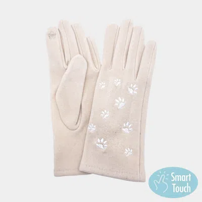 Fashnzfab Paw Embroidered Pattern Elegant Smart Touch Gloves In Orange