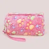 Fashnzfab Paw Patterned Faux Fur Wristlet Pouch Bag In Pink