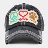 Fashnzfab Peace Love Dogs Message Vintage Baseball Cap In Black