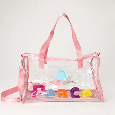 Fashnzfab Peace Message Pigeon Printed Transparent Boston Bag / Crossbody Bag In Multi