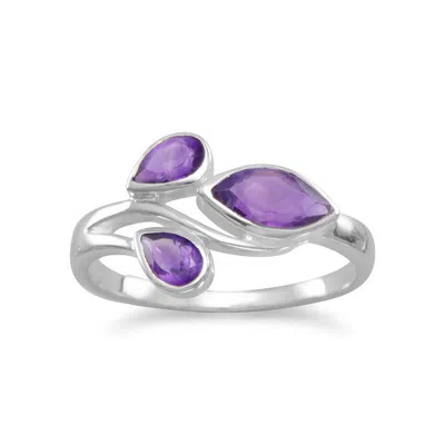 Fashnzfab Pear And Marquise Amethyst Ring In Neutral