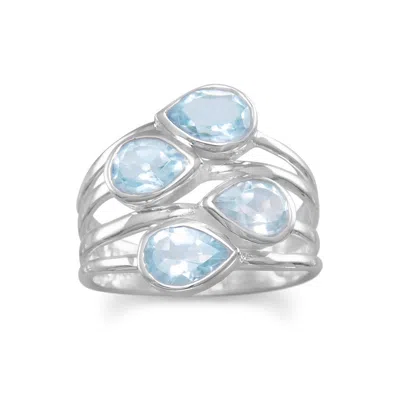 Fashnzfab Pear Blue Topaz Ring