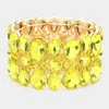 Fashnzfab Pear Crystal Floral Rhinestone Stretch Evening Bracelet Yellow In Yellow