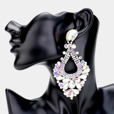 Fashnzfab Pear Crystal Rhinestone Pageant Evening Earrings In Multi