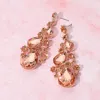 Fashnzfab Pear Crystal Rhinestone Vine Evening Earrings In Multi