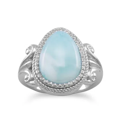 Fashnzfab Pear Shape Larimar Ring In Multi
