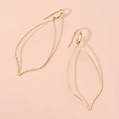 Fashnzfab Pear Shaped Open Textured Metal Wire Dangle Earrings - Gold