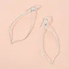 Fashnzfab Pear Shaped Open Textured Metal Wire Dangle Earrings - Rhodium In Silver