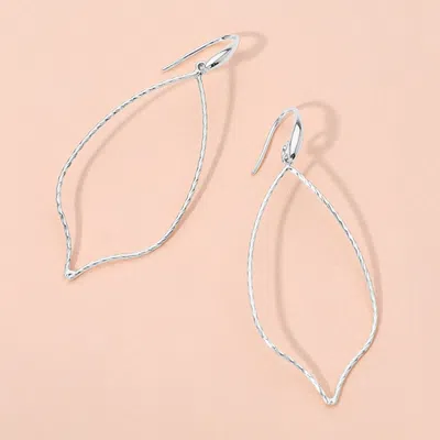 Fashnzfab Pear Shaped Open Textured Metal Wire Dangle Earrings - Rhodium In Silver
