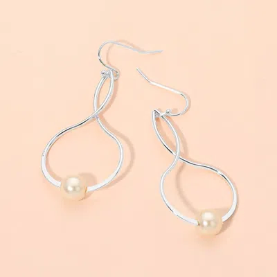 Fashnzfab Pearl Accent Abstract Twisted Teardrop Earrings In Metallic
