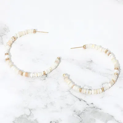 Fashnzfab Pearl Accent Beaded Open Hoop Earrings In Multi