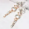 Fashnzfab Pearl Accent Elegant Stone Cluster Drop Evening Earrings In Gold