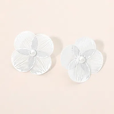 Fashnzfab Pearl Accent Floral Statement Earrings In Multi