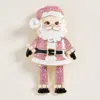 Fashnzfab Pearl Accent Glittered Santa Pin Brooch In Pink