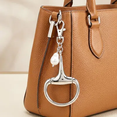 Fashnzfab Pearl Accent Horsebit Keychain Bag Charm In Gold