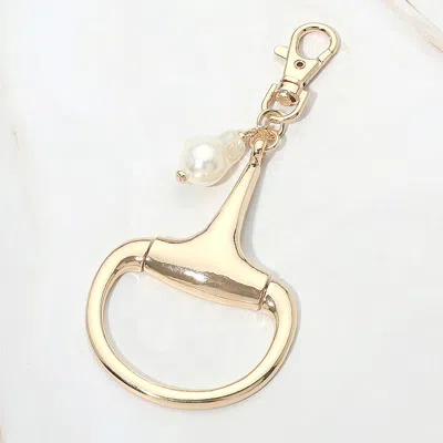 Fashnzfab Pearl Accent Horsebit Keychain Bag Charm In Purple