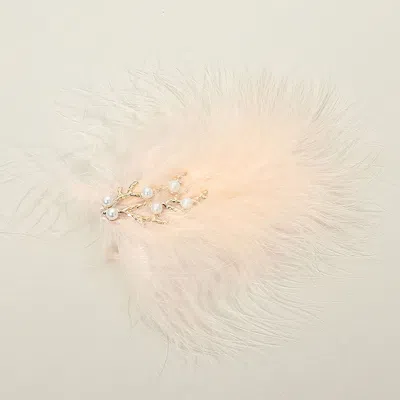 Fashnzfab Pearl Accent Metal Branch Lightweight Feather Embellished Hair Clip In Multi