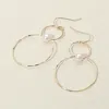 Fashnzfab Pearl Accent Metal Wire Ring Link Dangle Earrings In Gold