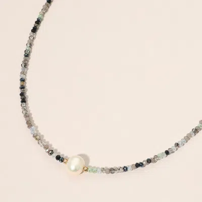 Fashnzfab Pearl Accent Seed Beaded Choker Nedcklace In Multi