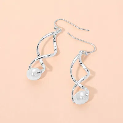 Fashnzfab Pearl Accent Spiral Drop Earrings In Multi