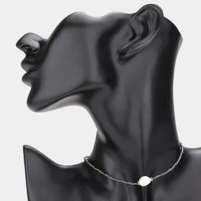 Fashnzfab Pearl Accented Beaded Choker Necklace In Black