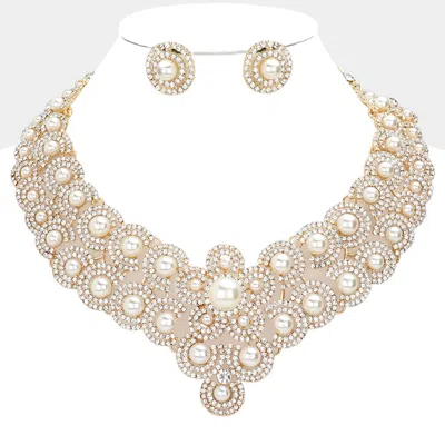 Fashnzfab Pearl Accented Evening Necklace 17.5" + 4" L In Silver