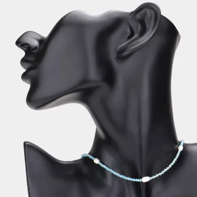 Fashnzfab Pearl Accented Faceted Beaded Choker Necklace In White