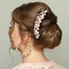 Fashnzfab Pearl Accented Leaf Cluster Hair Comb In Metallic