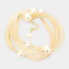 Fashnzfab Pearl Accented Mesh Wrap Bracelet Cream, Gold In Multi