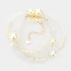 Fashnzfab Pearl Accented Mesh Wrap Bracelet Cream, Silver In Neutral