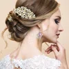 Fashnzfab Pearl Accented Rhinestone Pave Hair Comb In Multi