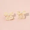 Fashnzfab Pearl Accented Seed Beaded Bow Stud Earrings In Gold