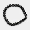 Fashnzfab Pearl & Bead Stretch Bracelet Black In Black
