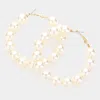 Fashnzfab Pearl Ball Hoop Earrings In Multi
