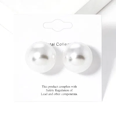 Fashnzfab Pearl Ball Stud Earrings In Metallic