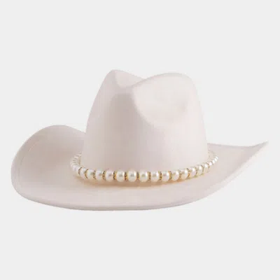 Fashnzfab Pearl Band Accent Cowboy Western Hat In Sand