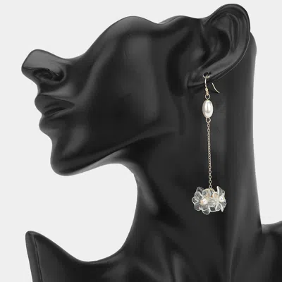 Fashnzfab Pearl Bead Delicate Chain Dangling Floral Earrings In Multi