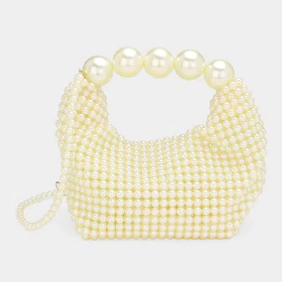 Fashnzfab Pearl Beaded Handbag / Crossbody Bag In White