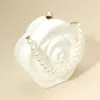 Fashnzfab Pearl Beaded Handle Rose Clutch Bag / Crossbody Bag In White